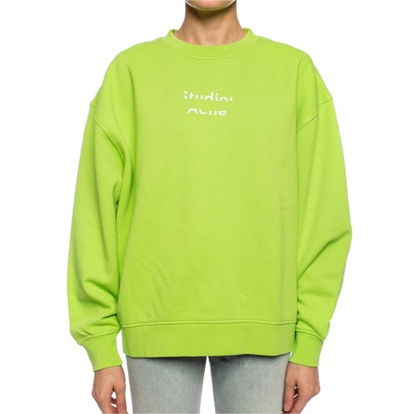 トップス acne studios Broken-logo Sweatshirt Acne Studios | Tops | Acne Studios Neon Yellow Broken Logo